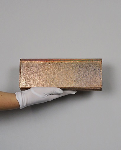 Broadway Crackled Metallic Clutch, front view